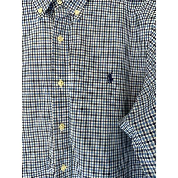 Ralph Lauren‎ Men's Blue Plaid Cotton Long Sleeve Button Down Dress Shirt Large - Picture 5 of 12